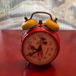 Vintage Red and Yellow Alarm Clock